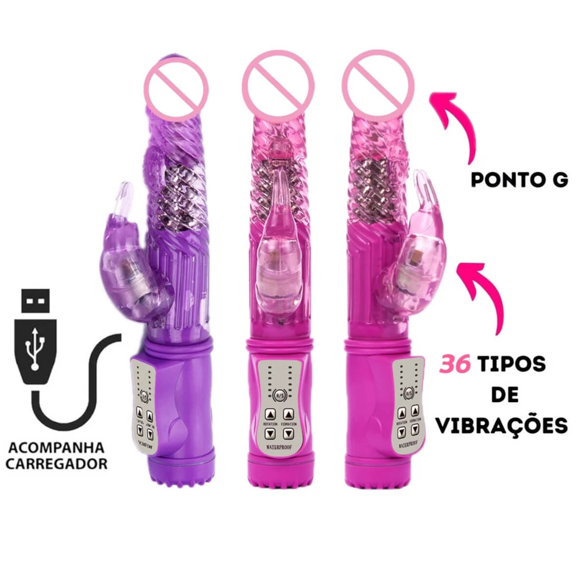 Vibrador Rotativo Recarregável Ref.6855