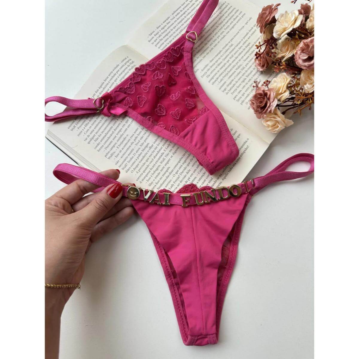 Calcinha Personalizável Fio Duplo Coração Ref.10062