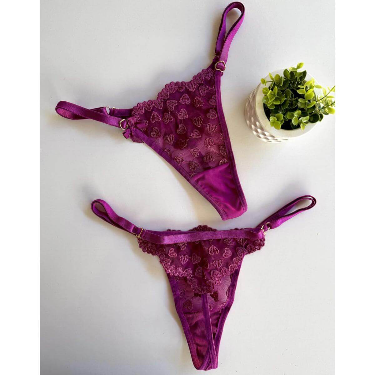 Calcinha Fio Coração Personalizável Ref.10064