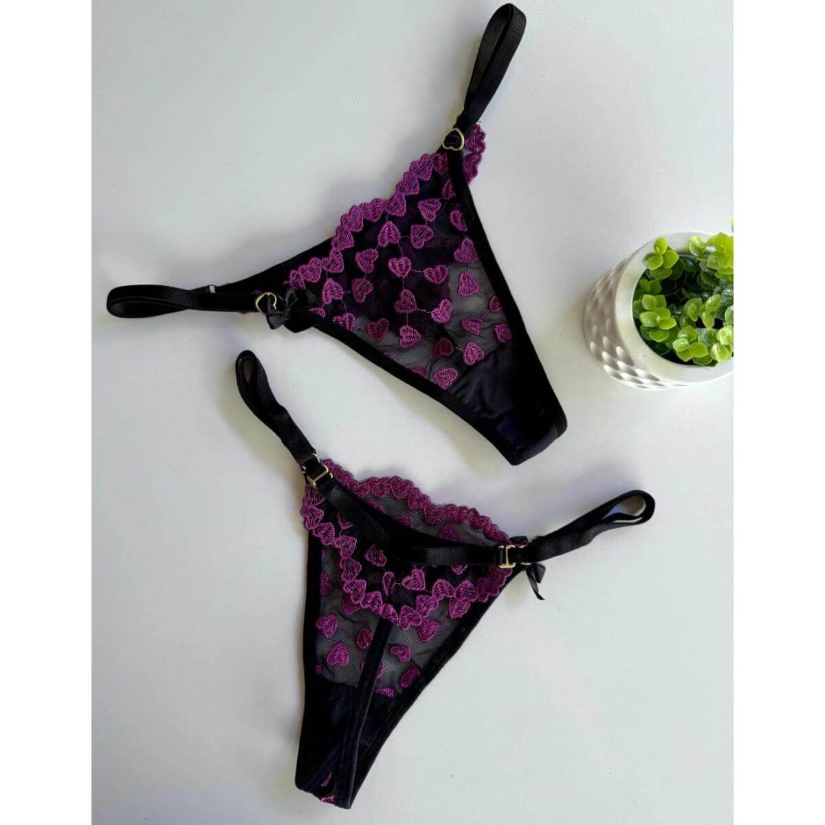 Calcinha Fio Coração Personalizável Ref.10064