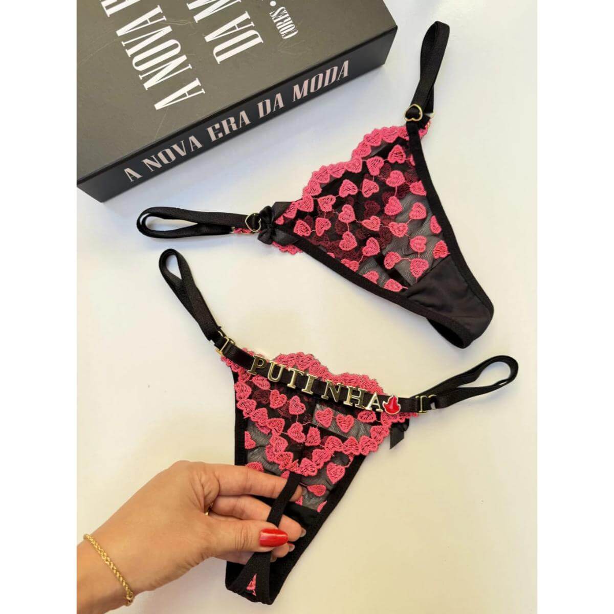 Calcinha Fio Coração Personalizável Ref.10064