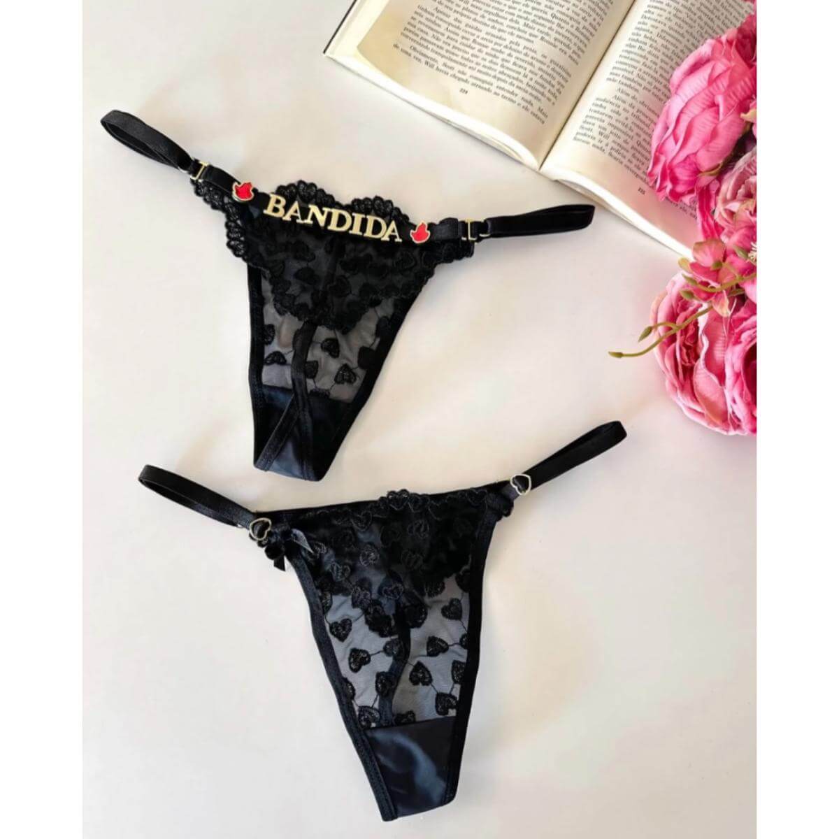 Calcinha Fio Coração Personalizável Ref.10064